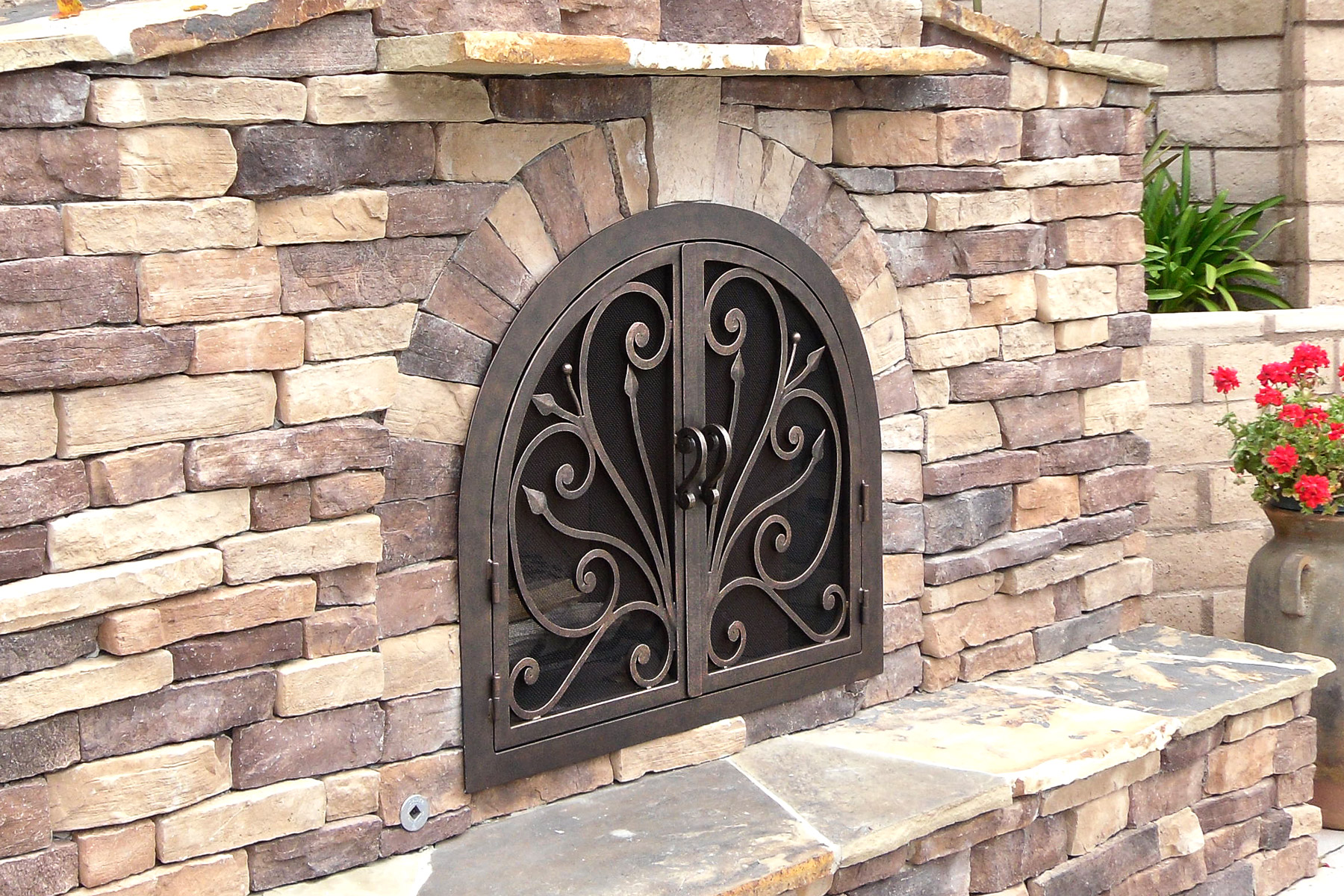 Orchid 4 Arch Fireplace Doors