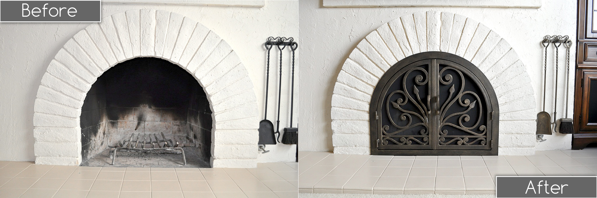 Arched Fireplace Doors Before and After
